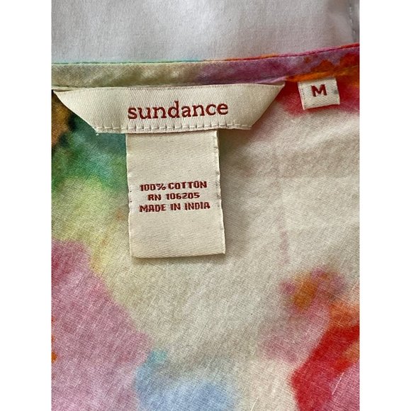 Sundance Long Sleeve Floral Pom Pom V Neck Dress Swim Coverup Medium Cotton - Picture 9 of 12